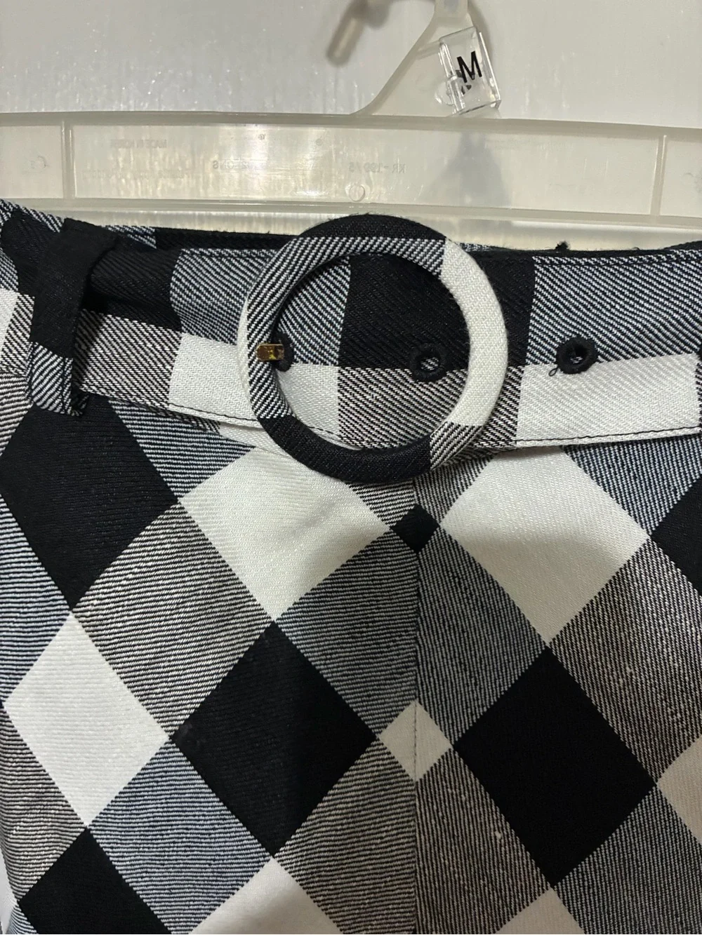 kate spade Black and White Gingham A-Line Skirt with Belt